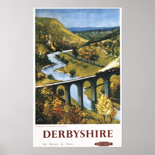 Poster Monsal Dale, train et viaduc British Rail (Devant)