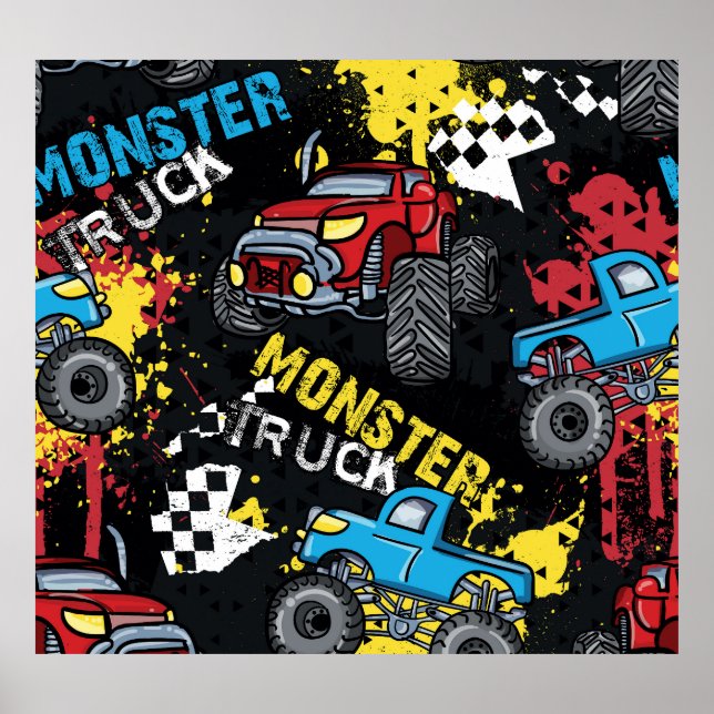 Poster Monster Car : Abstrait Motif enfant (Devant)