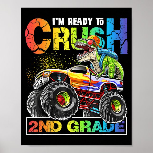 Poster Monster Truck Crush 2e grade Dinosaur Boys Retour  (Devant)