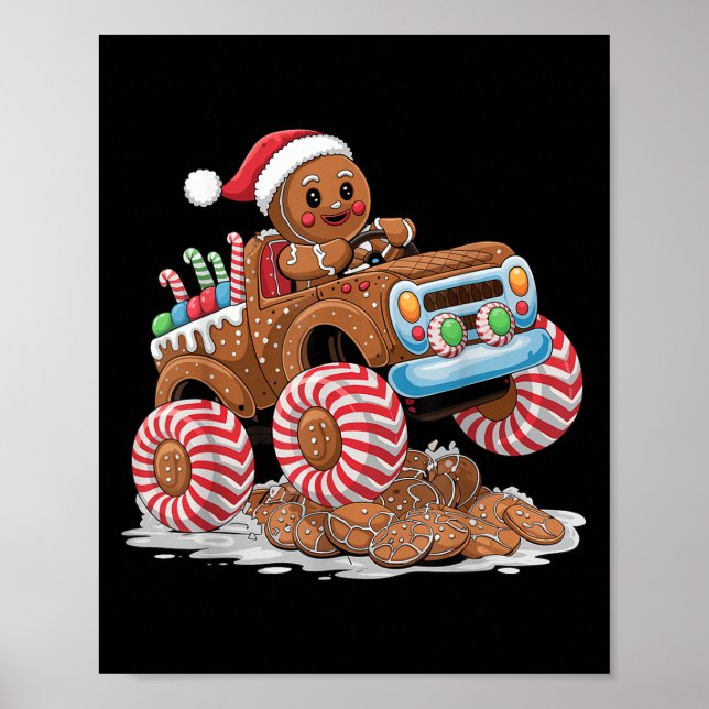 Poster Monster Truck Gingerbread Man Funny Christmas Baki (Devant)