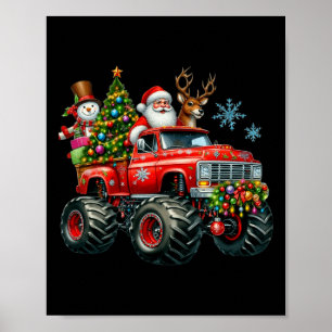 Poster Monster Truck Père Noël Reindee Arbre de Noël Enfa