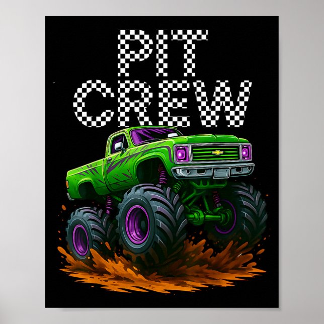 Poster Monster Truck T Crew Family Matching Birthday Part (Devant)