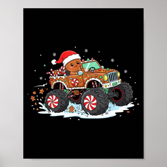 Poster Monstertruck Gingerbread Kids Funny Christmas Baki (Devant)