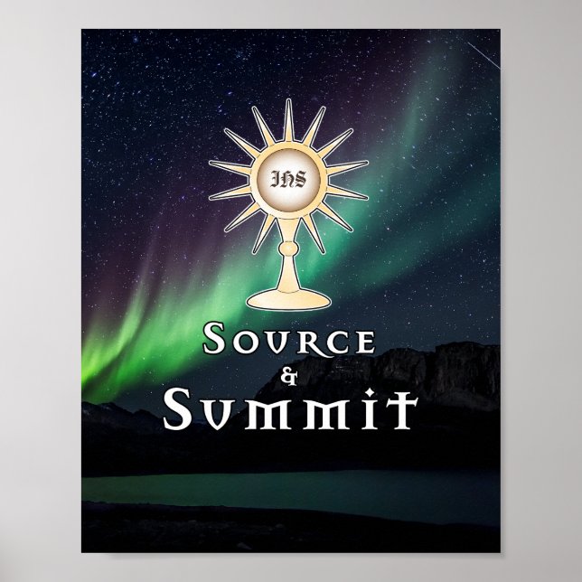 Poster Monstrance Source et Sommet Aurora Borealis (Devant)