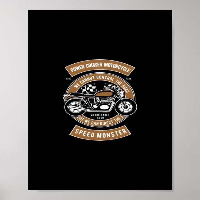Poster monstre de vitesse motocyclette de croiseur de pui (Devant)