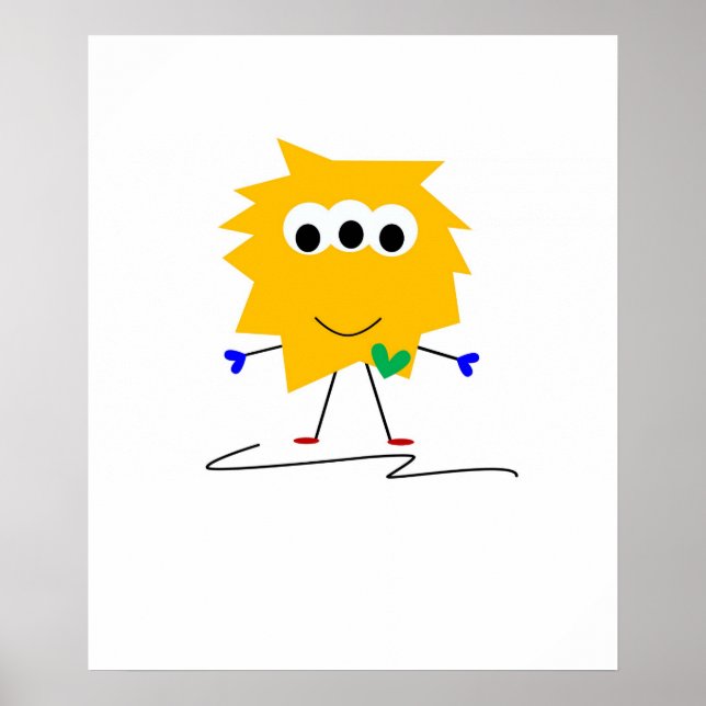 Poster Monstre Fuzzy Jaune (Devant)