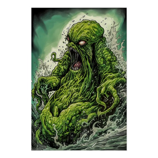 Poster Monstre mince vert (Devant)