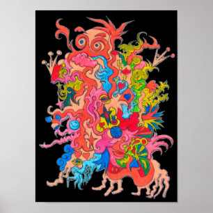 Poster Monstre psychédélique Blacklight
