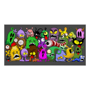 Poster Monstres caractères mignons Motif d'Halloween