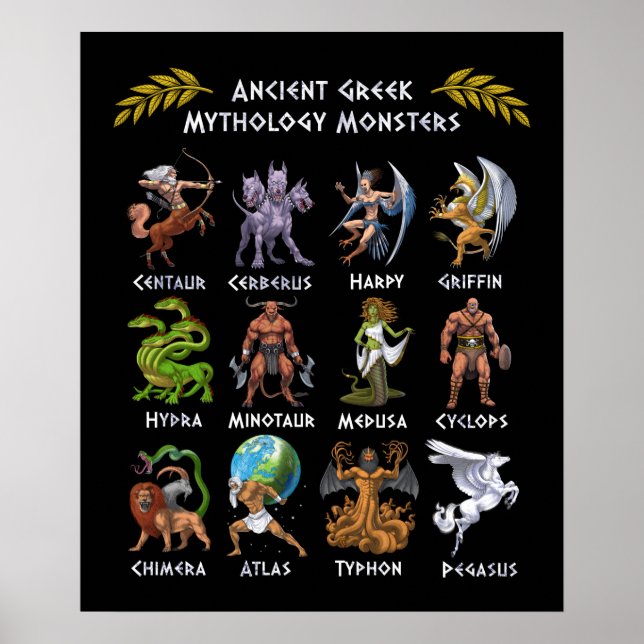 Poster Monstres de mythologie grecque antique (Devant)
