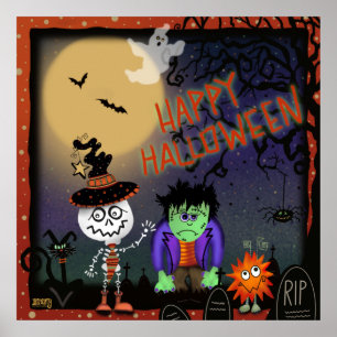 Poster Monstres de squelette Éffrayant Halloween