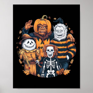 Poster Monstres Et Amis En Costumes Automne Saison Hallo