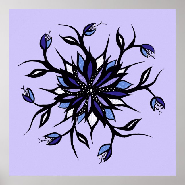 Poster Monstres Et Dents De Mandala Floral Gothique (Devant)