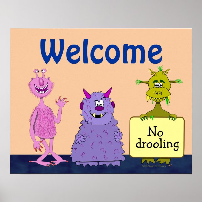 Poster Monstres mignonnes amusantes Bienvenue à l'école p (Devant)
