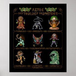 Poster Monstres mythologiques aztèques