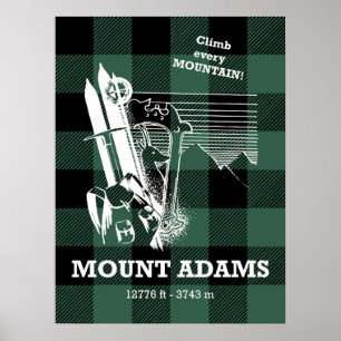 Poster Mont Adams Washington Cascade Range Randonnée