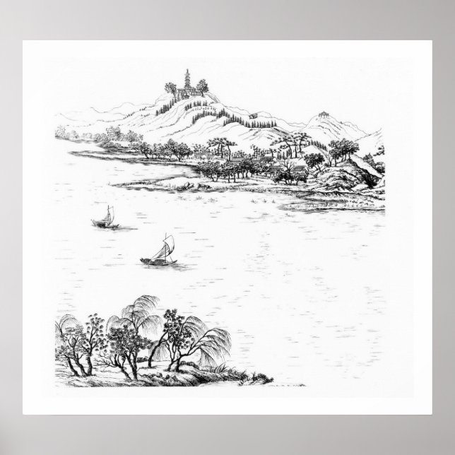 Poster Mont Chang et lac Chou, de 'Jardins Anglo-Chi (Devant)