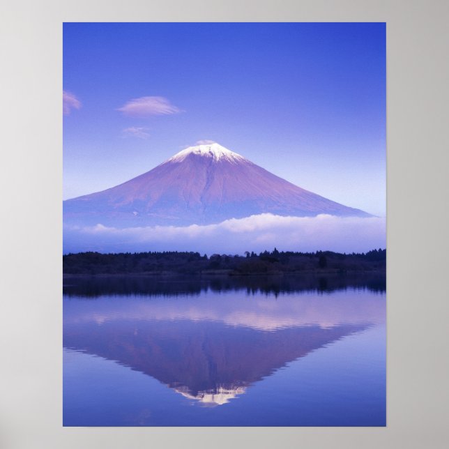 Poster Mont Fuji avec nuage lenticulaire, lac Motosu, (Devant)