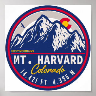 Poster Mont Harvard Colorado 14ers quatorteener randonnée