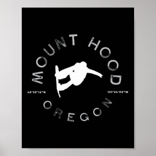 Poster Mont Hood Oregon Graphisme Vintage Snowboard