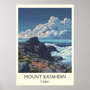 Poster Mont Katahdin Maine Vintage Baxter Park Art