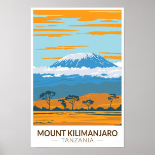 Poster Mont Kilimanjaro Tanzanie Afrique Vintage