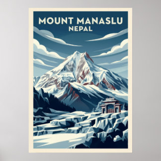 Poster Mont Manaslu Népal V02