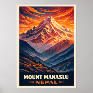 Poster Mont Manaslu Népal V03