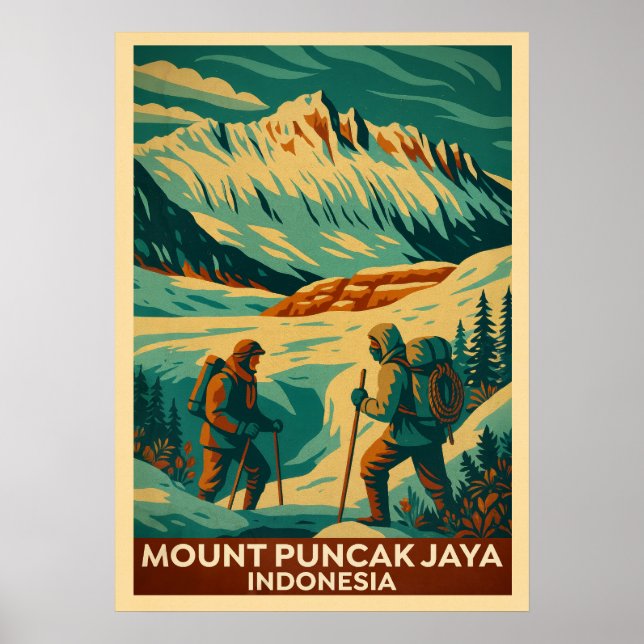 Poster Mont Puncak Jaya Indonésie V02 (Devant)