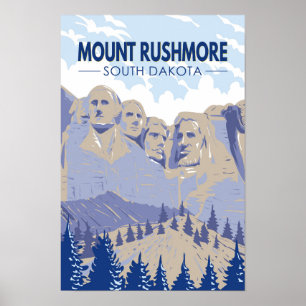 Poster Mont Rushmore Dakota du Sud Voyage Art Vintage
