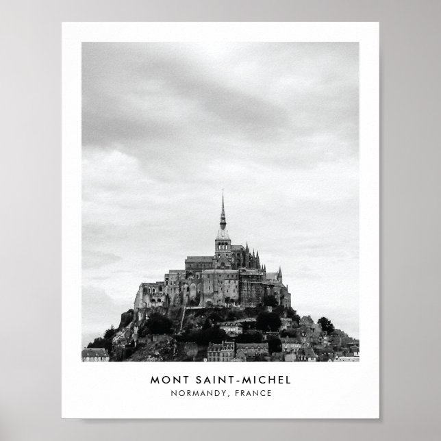 Poster Mont Saint-Michel France Photo voyage noir et blan (Devant)
