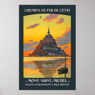 Poster Mont-Saint-Michel Normandie France Voyage Vintage