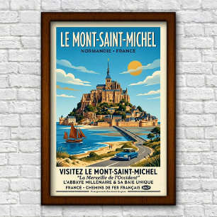 Poster Mont-Saint-Michel vintage, France Voyage