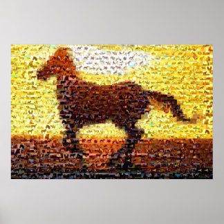 Poster Montage de cheval mosaïque collage