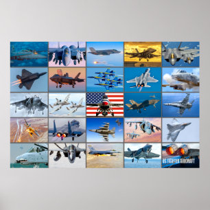 POSTER "MONTAGE" DE L'AÉRONEF DE COMBAT AMÉRICAIN