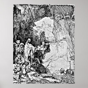 Poster Montage de Lazarus Rembrandt Engraving