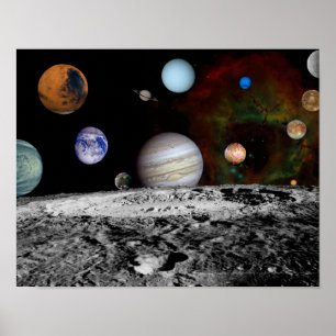 Poster Montage de système solaire des images de Voyager