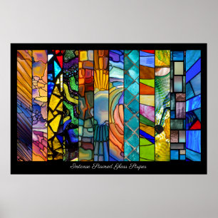 Poster Montage des rayures de verre tendu
