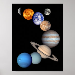 Poster Montage du système solaire photos de planètes JPL