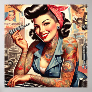 Poster Montage mécanique vintage