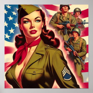 Poster Montage militaire vintage