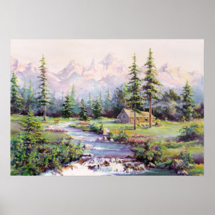Poster MONTAGNE CABINE par SHARON SHARPE