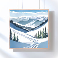 Montagne de ski à l'aquarelle