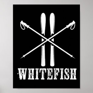 Poster Montagne de Whitefish Ski Skieur Ski Nordique Alpi
