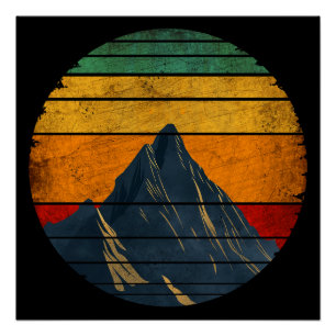 Poster Montagne d'Escalade vintage Retro Mountain