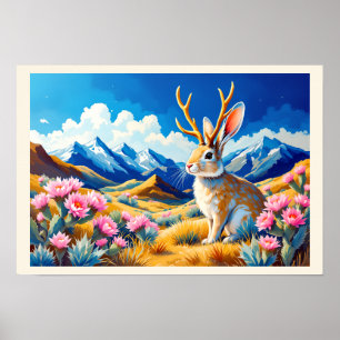 Poster Montagne désertique Jackalope juste pour le plaisi