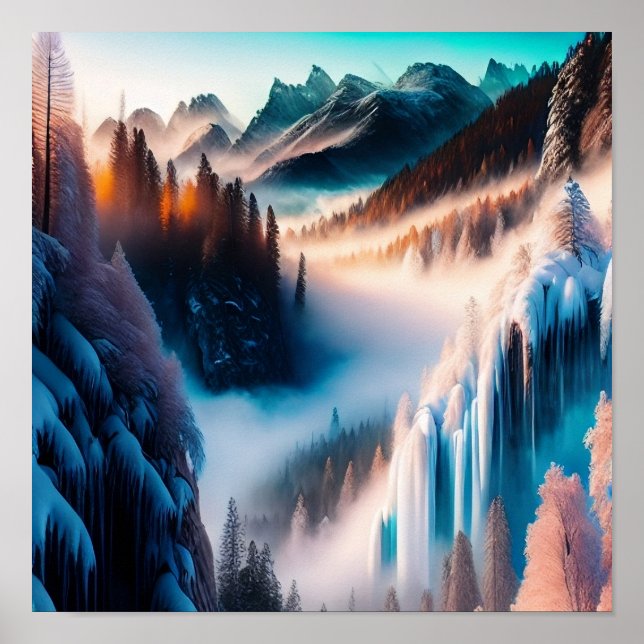 Poster Montagne Neige (Devant)