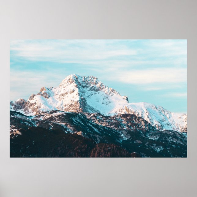 Poster Montagne neigeuse (Devant)
