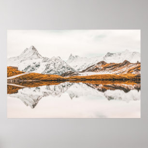 POSTER MONTAGNE ROCHEUSE CAPÉE PAR LA NEIGE SOUS LE CIEL 