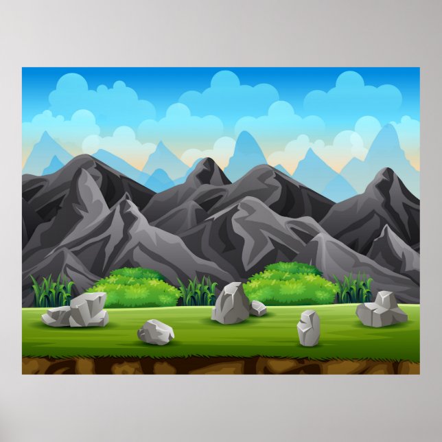 Poster Montagne rocheuse naturelle (Devant)